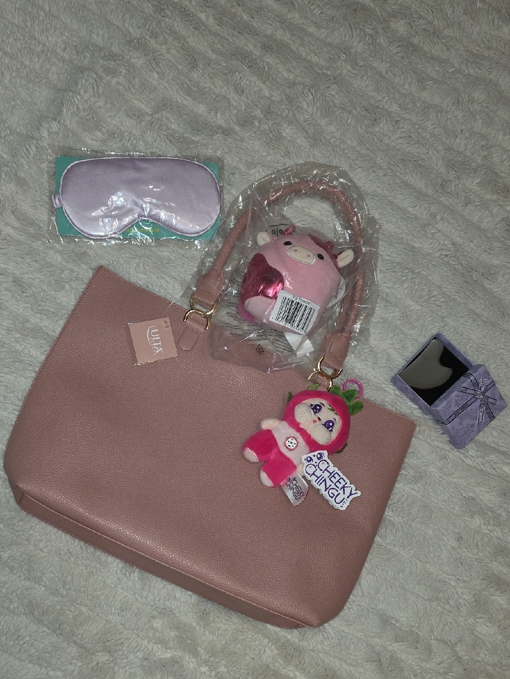 Ulta Beauty Blush Pink Textured Tote with Cute Squishmallow + More!